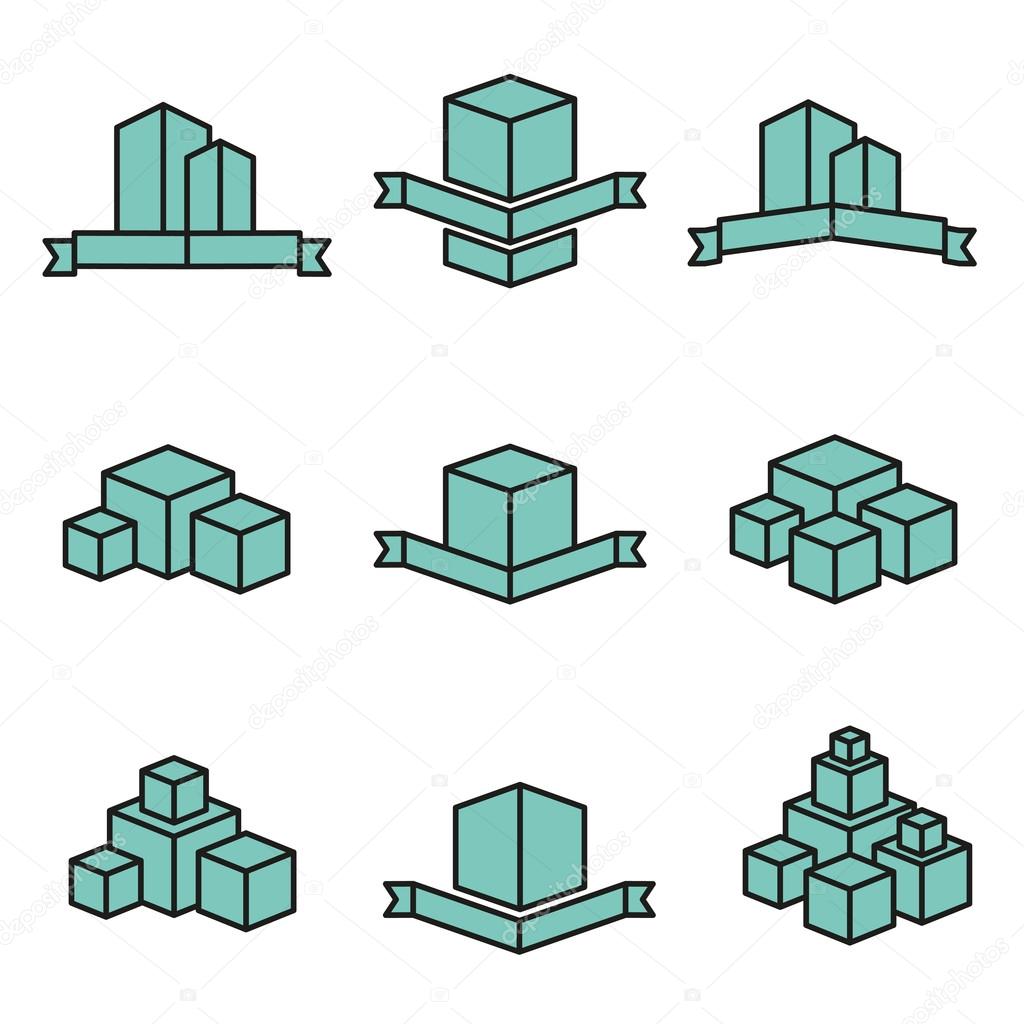 Set of vector real estate house logo designs, Vector, flat icon, badges, labels, clip art. Line art style. Variable line