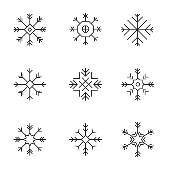 Icone fiocco di neve set-linea variabile - — Vettoriale Stock