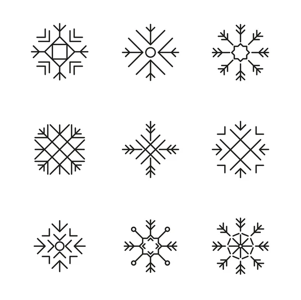 Линия значков снежинки - — стоковый вектор