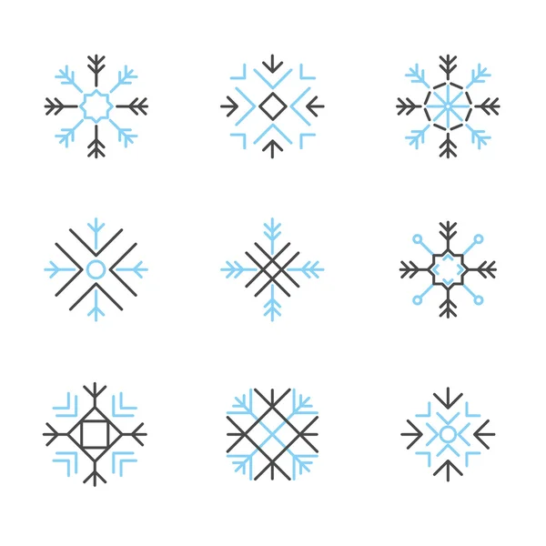 Conjunto de ícones floco de neve linha variável - — Vetor de Stock