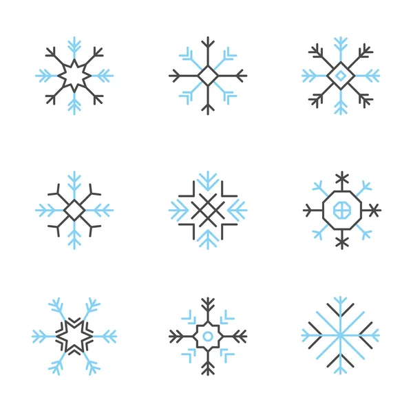 Iconos de copo de nieve conjunto de línea variable - — Archivo Imágenes Vectoriales