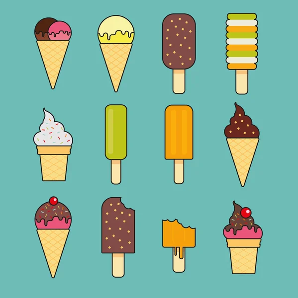 Ice cream collection set — Stock Vector