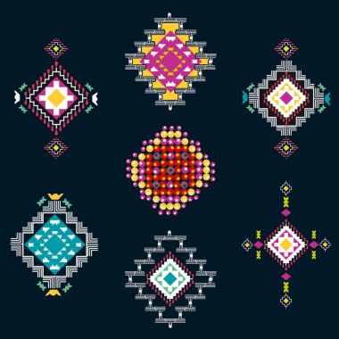 Kızılderili motifleri ile dekoratif etnik vektör kümesi