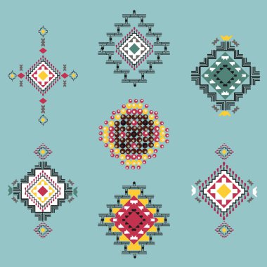 Kızılderili motifleri ile dekoratif etnik vektör kümesi