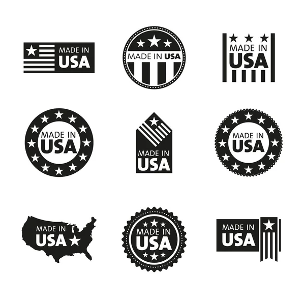 Vector set of made in the USA labels — Stock Vector