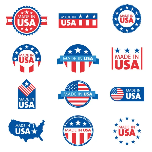 Vector set of made in the USA labels — Stock Vector