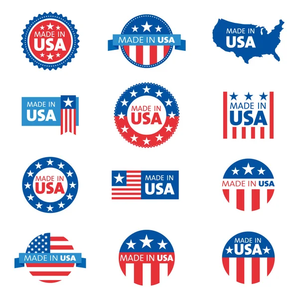 Vector set of made in the USA labels — Stock Vector