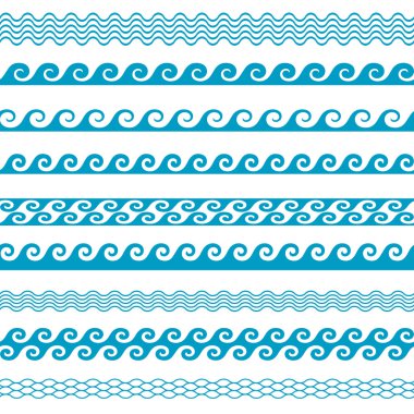 Sorunsuz vektör dalga deseni kenarlık çizgilerinin ayarla