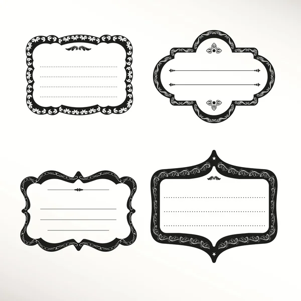 Vector Etiquetas del marco Set ornamental vintage decoración raster aislado en blanco — Vector de stock