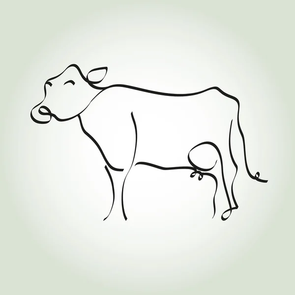 Αγελάδα απλή εικόνα με μαύρες γραμμές — Διανυσματικό Αρχείο