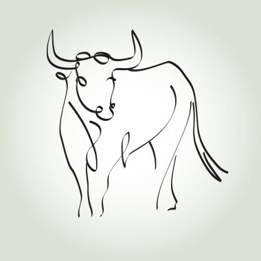 Bull in a minimal line style vector clipart
