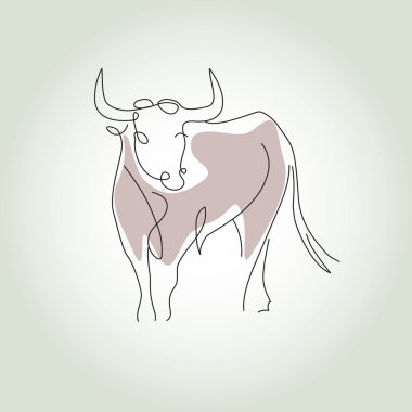 Bull in a minimal line style vector clipart