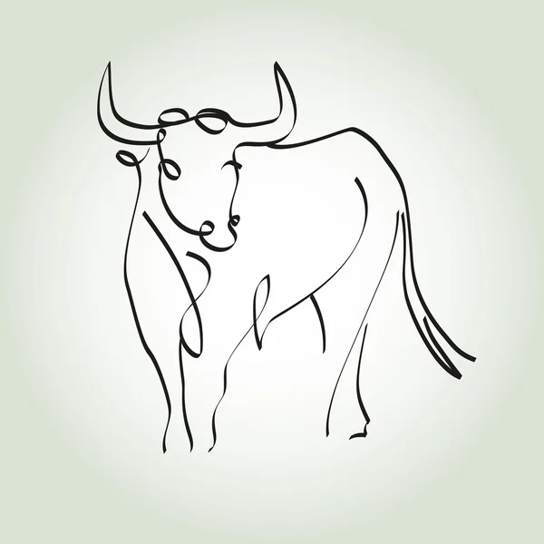 Bull en un vector de estilo de línea mínima — Vector de stock