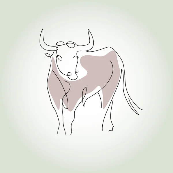 Bull en un vector de estilo de línea mínima — Vector de stock