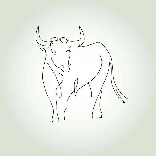 Bull in uno stile di linea minimale vettore — Vettoriale Stock