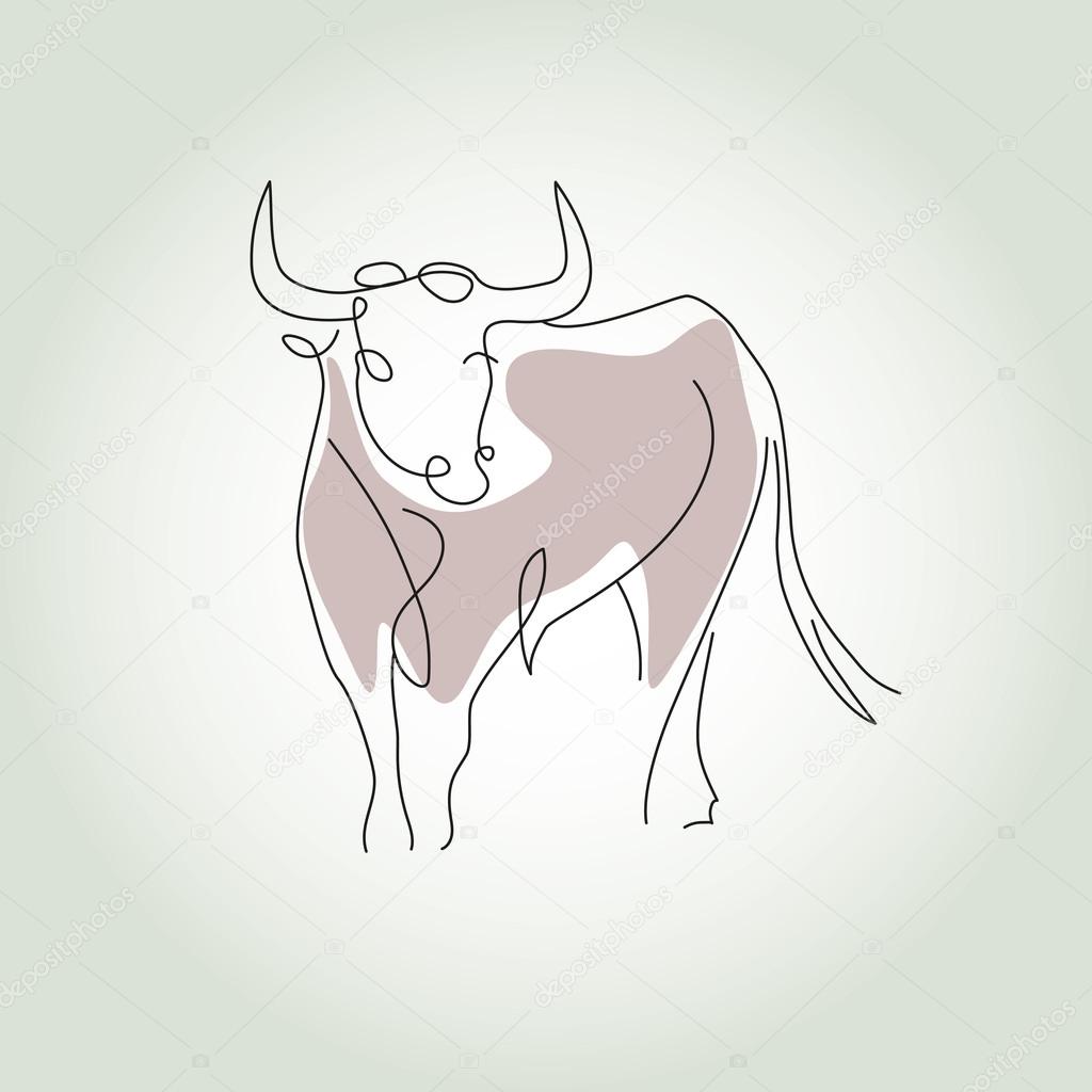 Bull in a minimal line style vector