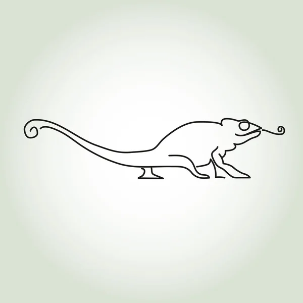 Chameleon in minimal line style vector — Stock Vector