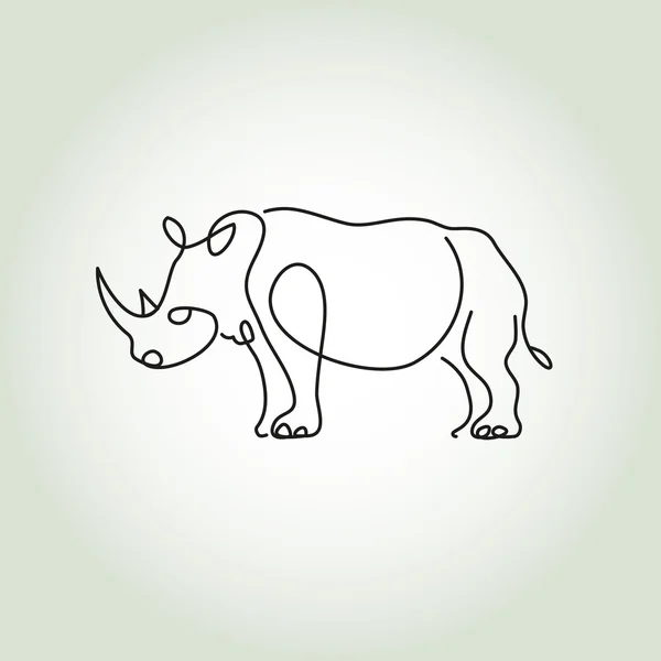 Rhinoceros in stile minimal line style vector — Vettoriale Stock