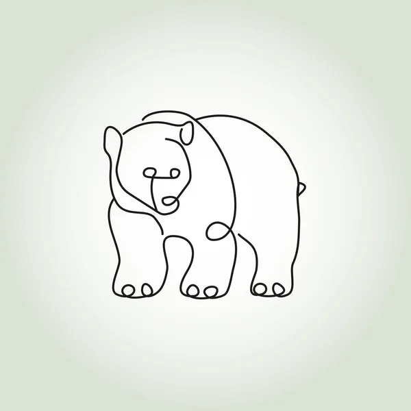 De grizzly beer in minimale lijn stijl vector — Stockvector