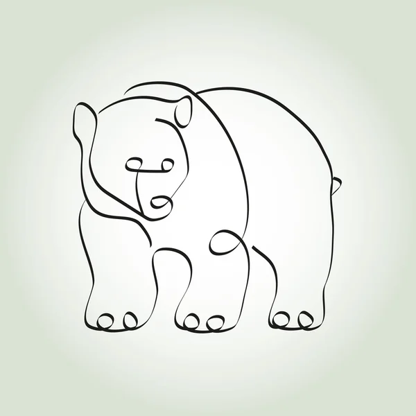 De grizzly beer in minimale lijn stijl vector — Stockvector