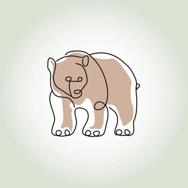 Orso grizzly in stile minimal line vector — Vettoriale Stock