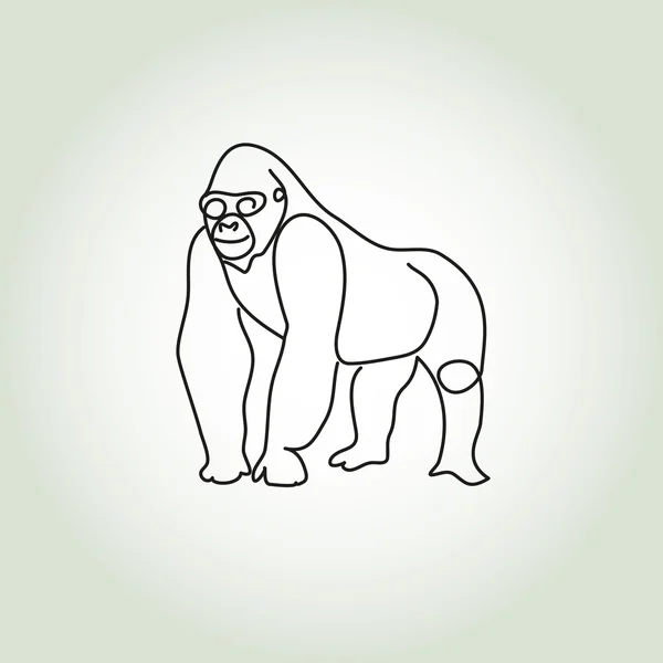 Gorilla in minimale lijn stijl vector — Stockvector