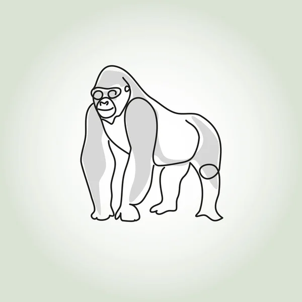 Gorila en línea mínima estilo vector — Vector de stock