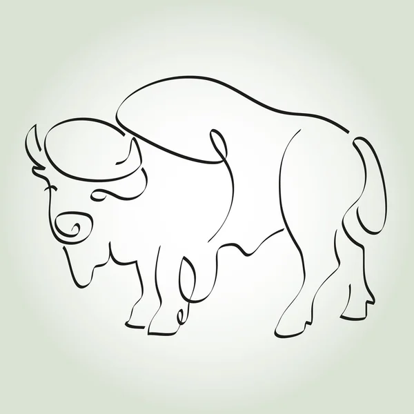 Bison in minimal line style — Stock Vector