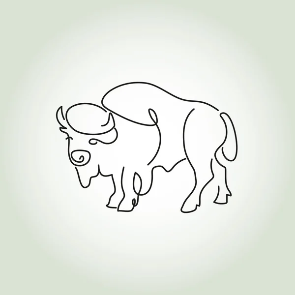 Bisonte in stile minimal line — Vettoriale Stock