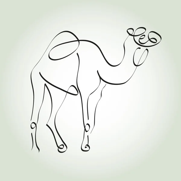 Dromedary kameel in minimale lijn stijl vector — Stockvector