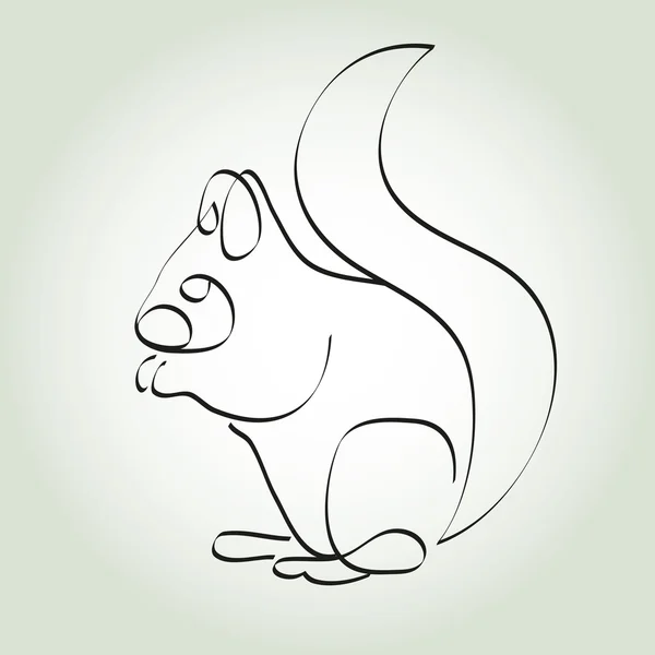 Eichhörnchen im minimalen Linienstilvektor — Stockvektor