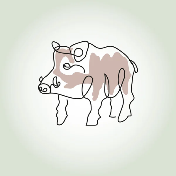 Cerdo jabalí en línea mínima estilo vector — Vector de stock