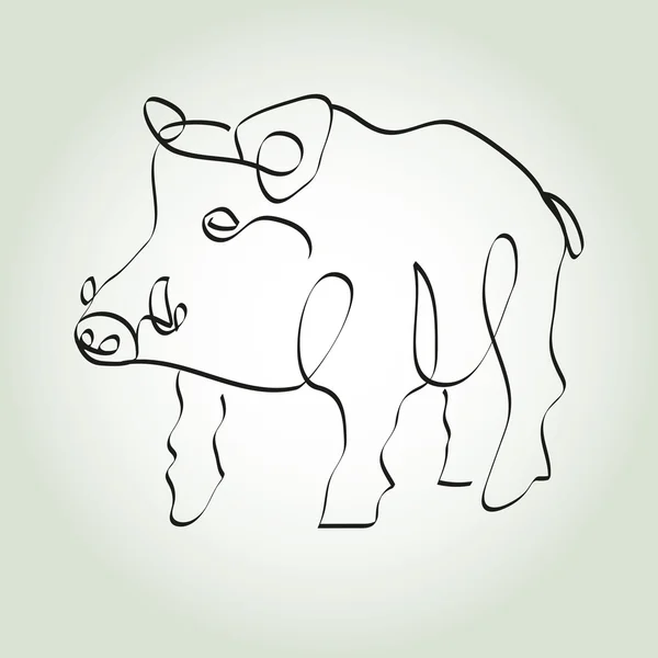 Porco cinghiale in stile minimal line vector — Vettoriale Stock