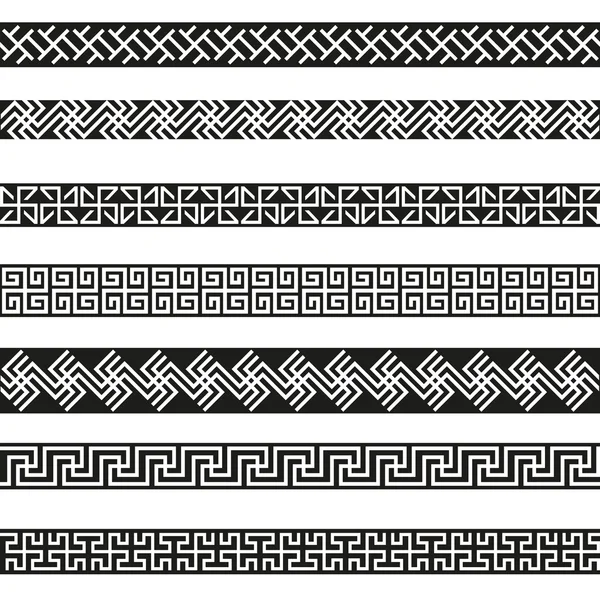 Vieux grec bordure dessins vectoriels ensemble — Image vectorielle