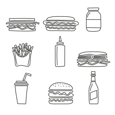 Fast food vektör set