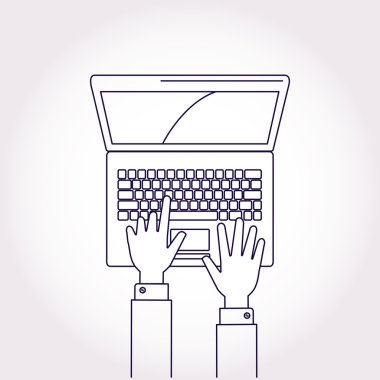 Bilgisayar ağ vektör çizim çizgi stili