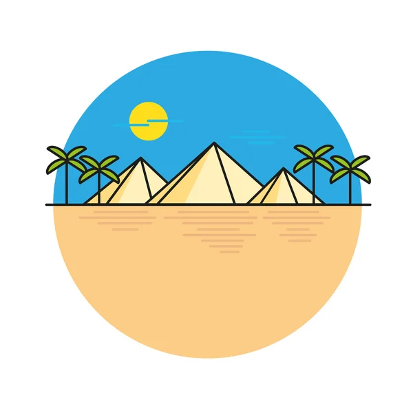 Egyptian pyramids illustration style line flat — Stock Vector