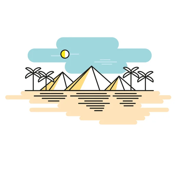 Egyptian pyramids illustration style line flat — Stock Vector