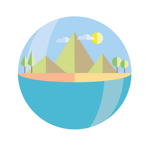 Ilustração montanhas ilha na cor plana — Vetor de Stock