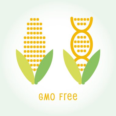 Genetik olarak değiştirilmiş organizmalar Gmo ücretsiz amblem sembol simge vektör çizim