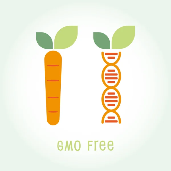 Organismos modificados genéticamente GMO FREE emblema símbolo icono vector illustration — Archivo Imágenes Vectoriales