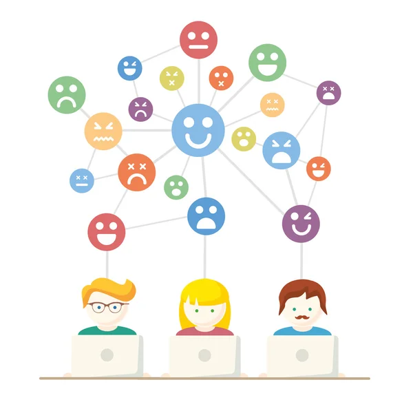 Social Media network people with computers vector illustration — Stock Vector
