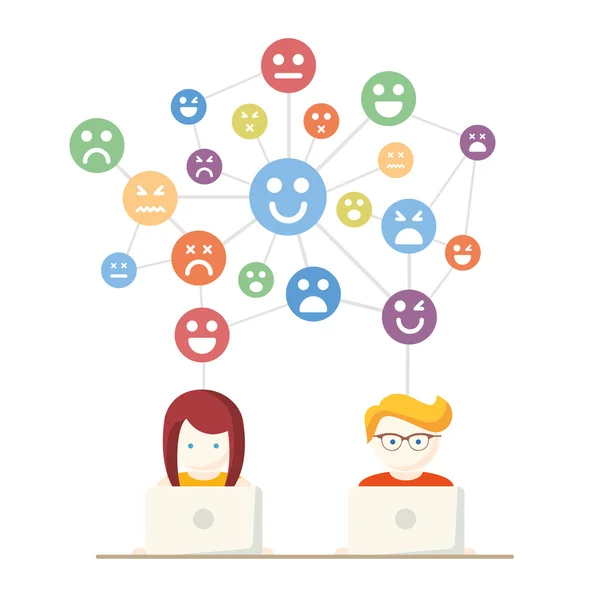 Social Media, network people with computers vector illustration — Stock Vector