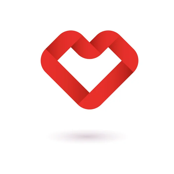 Vektor szív szalag Origami Logo Design sablon. Valentin nap ikon — Stock Vector