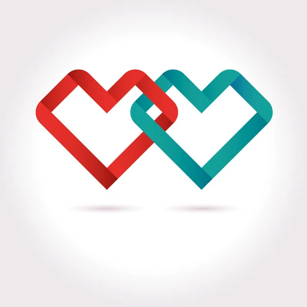 Vector hart gebonden lint Origami Logo ontwerpsjabloon. Valentine dag pictogram — Stockvector