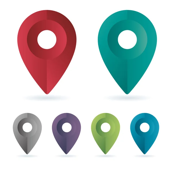 Establecer iconos vectoriales de ubicación de pin de mapeo de color — Vector de stock