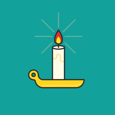 İnce hat illüstrasyon simge vektör yanan mum