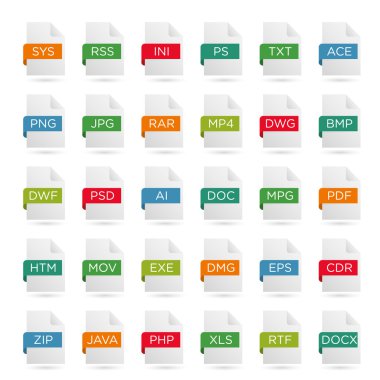 Vektör Icon set dosya uzantıları