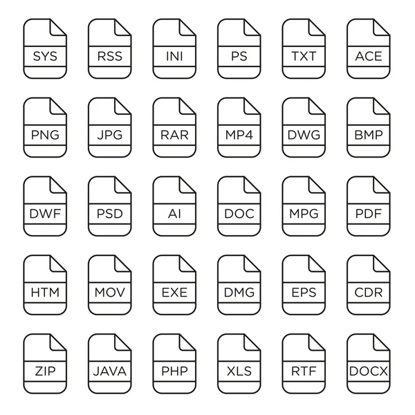 Векторный набор расширений файлов — стоковый вектор