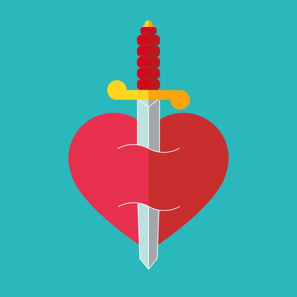 Corazón con daga icono vector ilustración — Archivo Imágenes Vectoriales